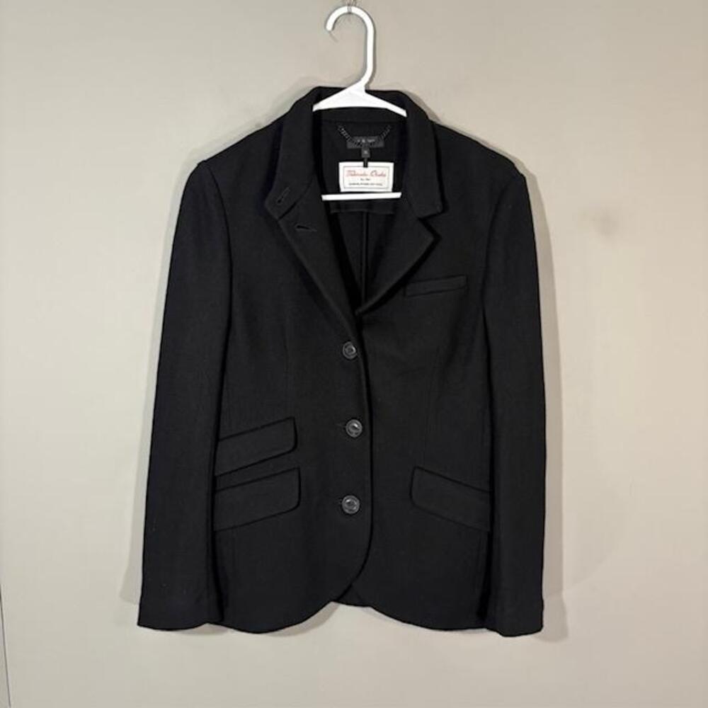 Rag & Bone Blazer Womens 10 Black Knit Wool Three Button Jacket Workwear